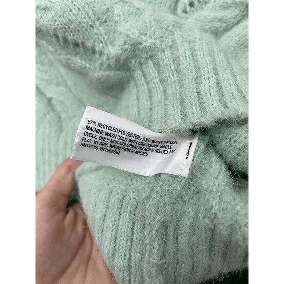 Wild Fable Women’s Cable Knit Sweater Mint Green One Shoulder Tie Size Small NWT - Picture 7 of 9